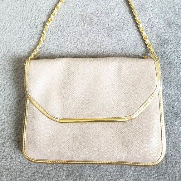Ivanka Trump Gold Snakeskin Textured Evening Bag/Clutch - Picture 1 of 16